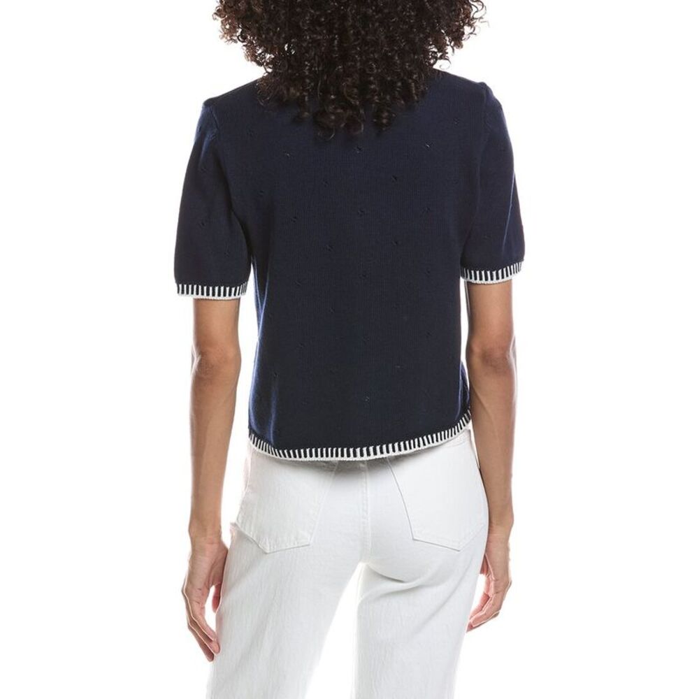 Cece Womens  Pointelle Collar Knit Shirt - Picture 2 of 3
